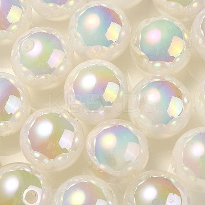 UV Plating Rainbow Iridescent Acrylic Beads PACR-E001-03J-1