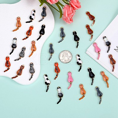 40Pcs 10 Styles Rack Plating A1lloy Enamel Pendants ENAM-SZ0004-04-1