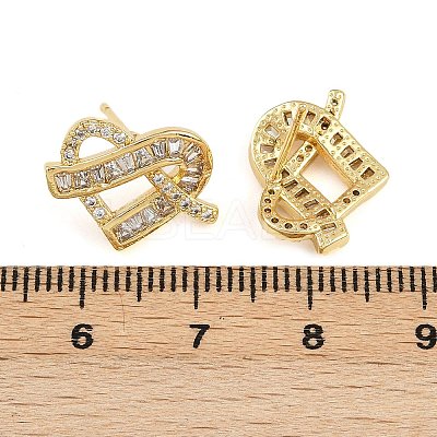 Brass Micro Pave Cubic Zirconia Stud Earrings for Women EJEW-K312-01G-1
