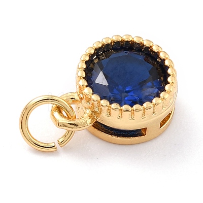 Real 18K Gold Plated Brass Inlaid Cubic Zirconia Charms ZIRC-L100-081G-1