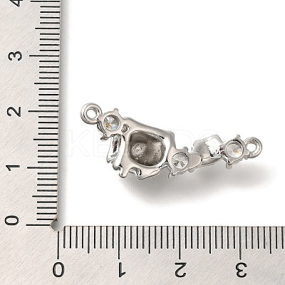 Brass Pave Clear Cubic Zirconia Connector Charms KK-K388-69P-1