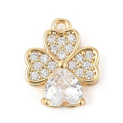 Brass Micro Pave Clear Cubic Zirconia Charms KK-R219-30G-1