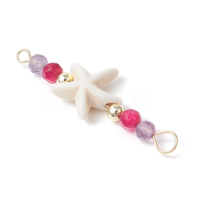 4Pcs 4 Colors Summer Beach Dyed Synthetic Turquoise Connector Charms PALLOY-JF03746-01-1
