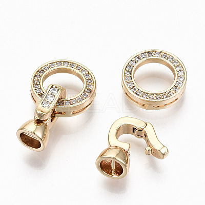 Brass Micro Pave Clear Cubic Zirconia Fold Over Clasps RJEW-T063-24G-NF-1