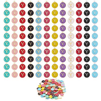 120Pcs 12 Colors Golden Plated Alloy Charms ENAM-SZ0001-64Y-1