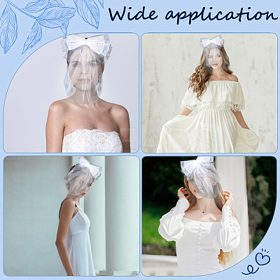 1Pc Bowknot Polyester Bridal Veils AJEW-CY0001-83-1