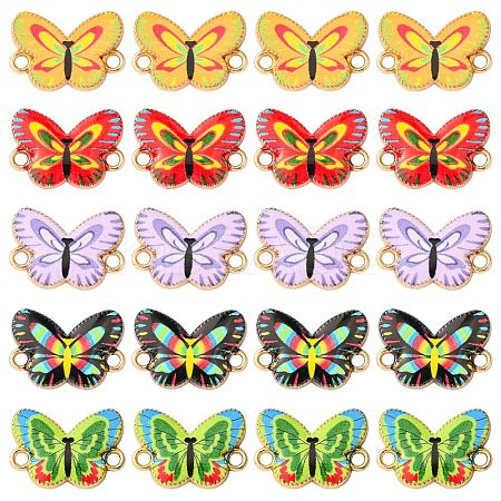 50Pcs 5 Colors Printed Alloy Connector Charms FIND-CJ0004-60-1