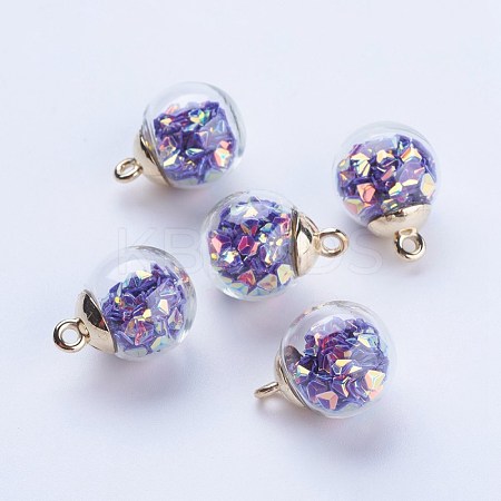 Glass Ball Pendants GLAA-G052-05G-1
