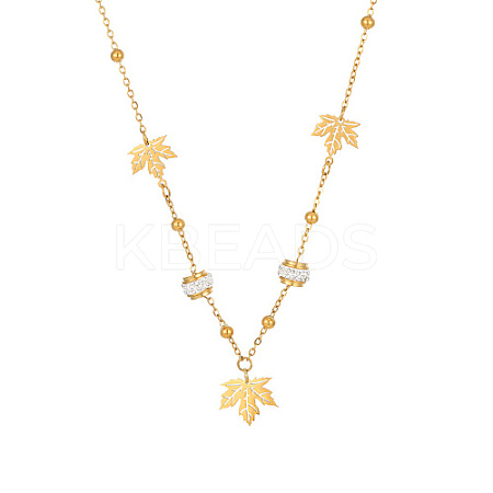Hollow Maple Leaf Stainless Steel Pendant Necklaces for Women HX9929-1