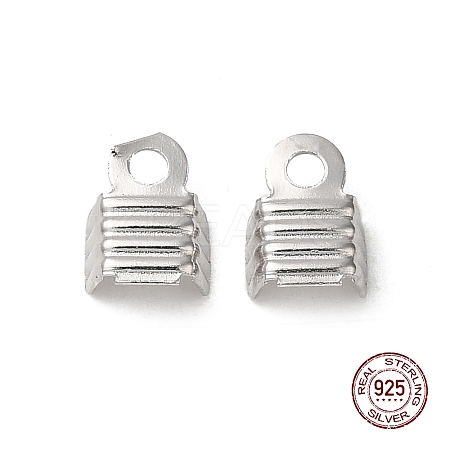 Anti-Tarnish Rhodium Plated 925 Sterling Silver Folding Crimp Ends STER-D006-25P-1