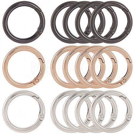 18Pcs 3 Colors Zinc Alloy Spring Gate Rings FIND-SP0001-51-1