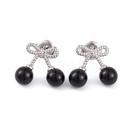 304 Stainless Steel Enamel Stud Earrings for Women EJEW-A049-17P-1