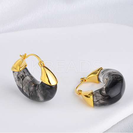 Brass Resin Hoop Earrings FS-WG9E07E-03-1