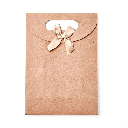 Kraft Paper Gift Bags with Ribbon Bowknot Design X-CARB-WH0009-05B-1