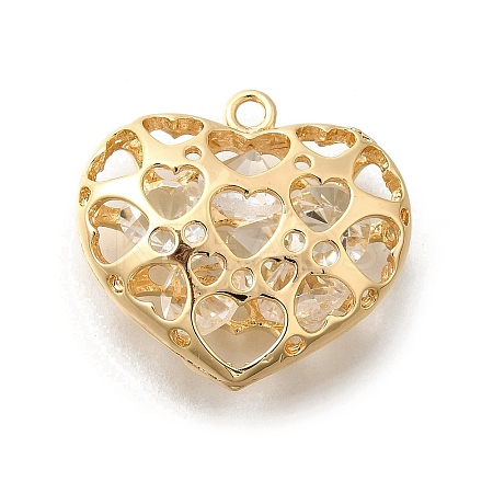 Brass with Cubic Zirconia Pendants KK-E792-30G-02-1