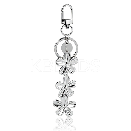 304 Stainless Steel Flower Keychains KEYC-ME00016-02-1