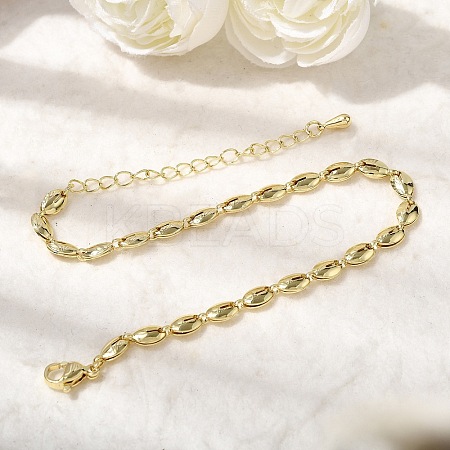Brass Link Chain Bracelets for Women BJEW-K298-09G-1