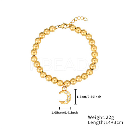 Stainless Steel Crystal Rhinestone Ball Beaded Bracelets with Pendants LS-DM8226-1-1