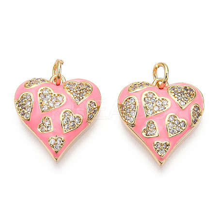 Real 18K Gold Plated Brass Micro Pave Clear Cubic Zirconia Pendants KK-E068-VB216-1-1