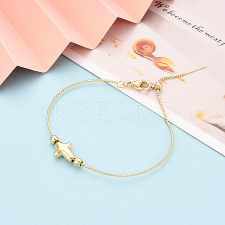 Adjustable Brass Beaded Slider Bracelets for Women BJEW-T022-20G-1