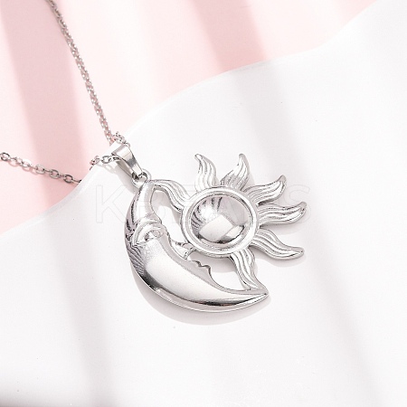 304 Stainless Steel Sun Moon Pendant Cable Chain Necklaces for Men Women NJEW-K308-04D-P-1