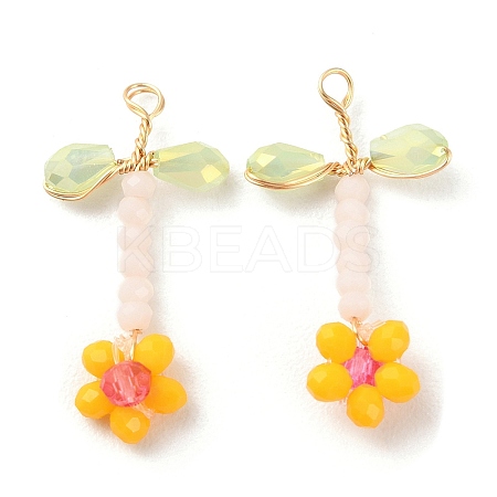 Glass Beaded Pendants GLAA-K060-02G-03-1