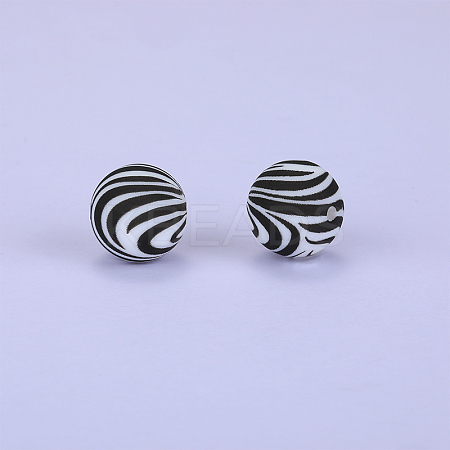 Printed Round Silicone Focal Beads SI-JX0056A-53-1