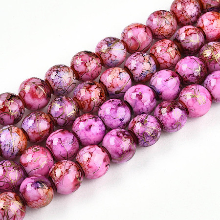 Baking Paint Glass Beads Strands X-DGLA-N003-10mm-B03-1
