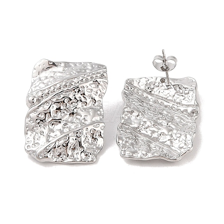 Non-Tarnish Hammered 304 Stainless Steel Stud Earring EJEW-Z049-05P-1