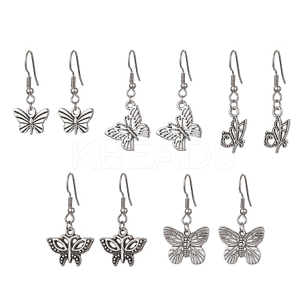 Alloy Butterfly Dangle Earrings with 304 Stainless Steel Pins for Women EJEW-JE05511-1