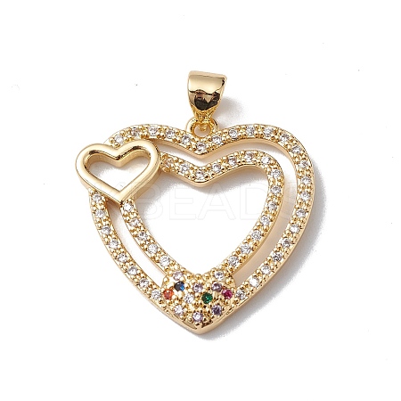 Rack Plating Brass Micro Pave Cubic Zirconia Pendants KK-H434-45G-1