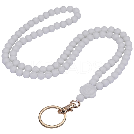 Rose Silicone ID Card Neck Strap Card Holder NJEW-SW00028-07-1
