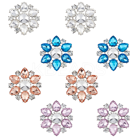 8Pcs 4 Colors Zinc Alloy Crystal Rhinestone Shoe Decorations FIND-HY0002-29-1