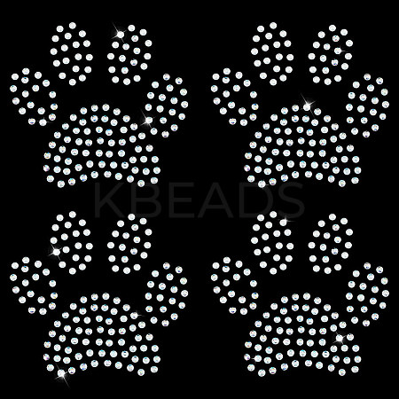 Paw Print Hotfix Glass Rhinestone DIY-WH0453-71B-01-1