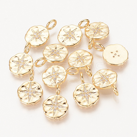 Brass Micro Pave Cubic Zirconia Charms X-ZIRC-R015-105G-1