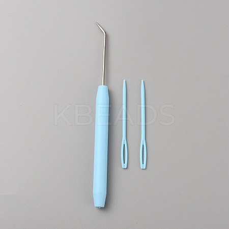 Plastic & Iron Bent Tip Crochet Needle TOOL-WH0159-06B-1