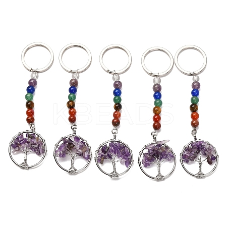 Gemstone and Natural Amethyst Chakra Keychain KEYC-P037-B02-1