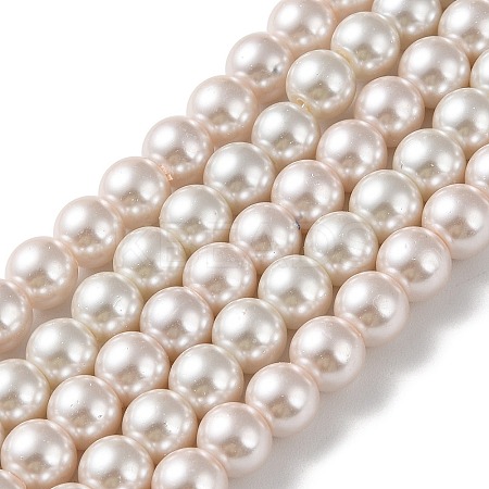 (Defective Closeout Sale: Fading) Baking Paint Pearlized Glass Pearl Round Bead Strands HY-XCP0001-12-1