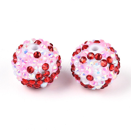Valentine's Day Theme Round Resin Rhinestone Beads OACR-T028-66B-1