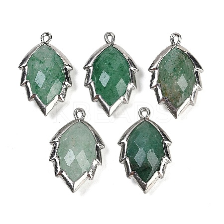 Natural Green Strawberry Quartz Faceted Leaf Pendants G-I375-04P-15-1