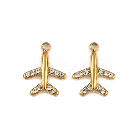 304 Stainless Steel with Crystal Rhinestone Charms STAS-G357-12G-1