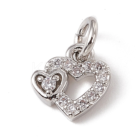 Brass Micro Pave Clear Cubic Zirconia Charms ZIRC-F132-97P-1