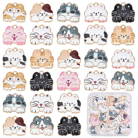 40Pcs 10 Colors Rack Plating Alloy Enamel Pendants ENAM-SC0003-10-1