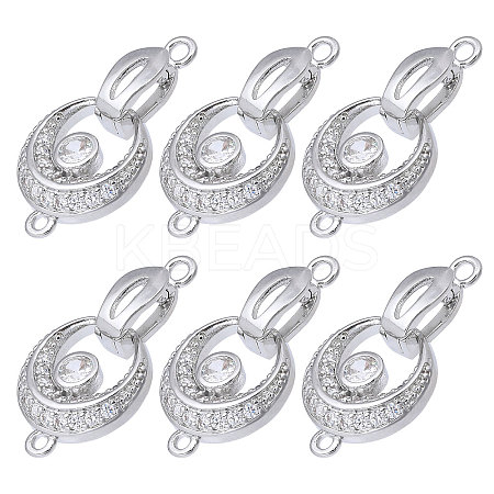  6Pcs Brass Fold Over Clasp with Crystal Rhinestone KK-CA0002-69B-1