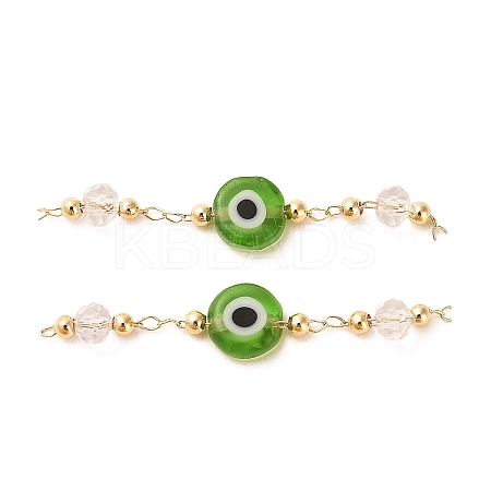 Handmade Evil Eye Lampwork with Glass Handmade Beaded Links Connectors KK-M266-09G-03-1