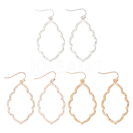 3 Pairs 3 Colors Alloy Dangle Earrings with Brass Pins EJEW-AN0004-44-1