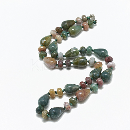 Natural Indian Agate Beaded Necklaces NJEW-S389-11-1