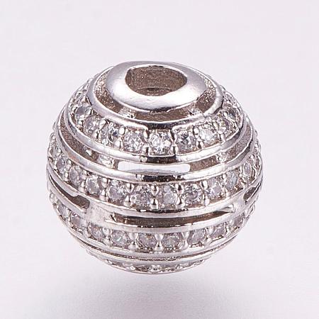 Brass Micro Pave Cubic Zirconia Beads ZIRC-E119-01P-1