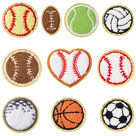 10 Styles Acrylic Fiber Glitter Powder Embroidery Sew on Appliques PATC-GA0001-41-1