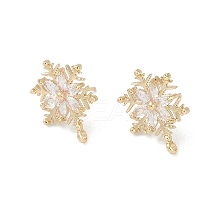 Christmas Theme Brass Micro Pave Cubic Zirconia Stud Earring Findings LS-KK-Z065-11G-1